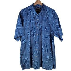 Cooke Street Men's 100% Cotton Short Sleeve Blue Hawaiian Aloha Shirt in 2XL